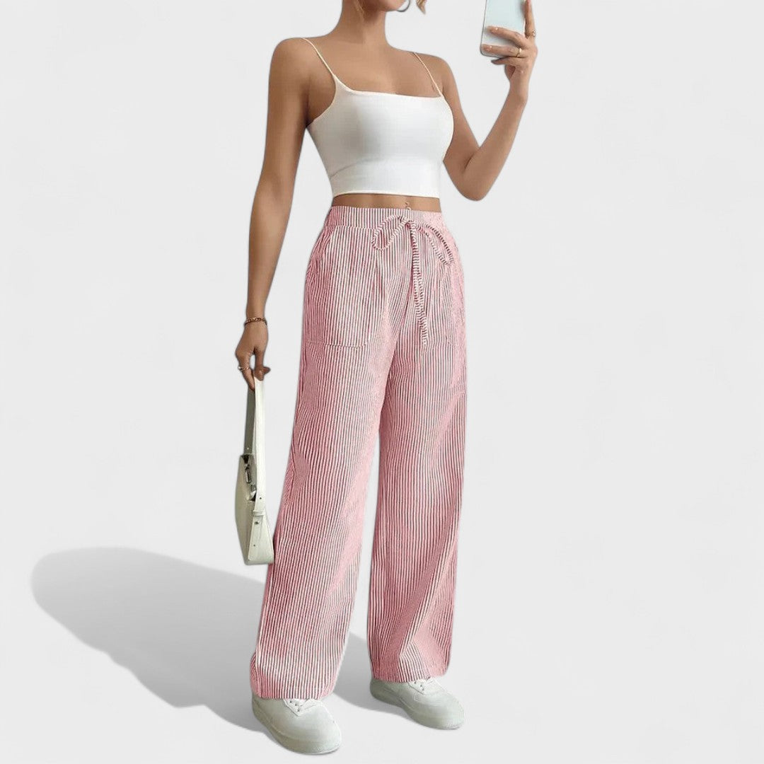 Maria - Calças largas confortáveis com detalhes elegantes