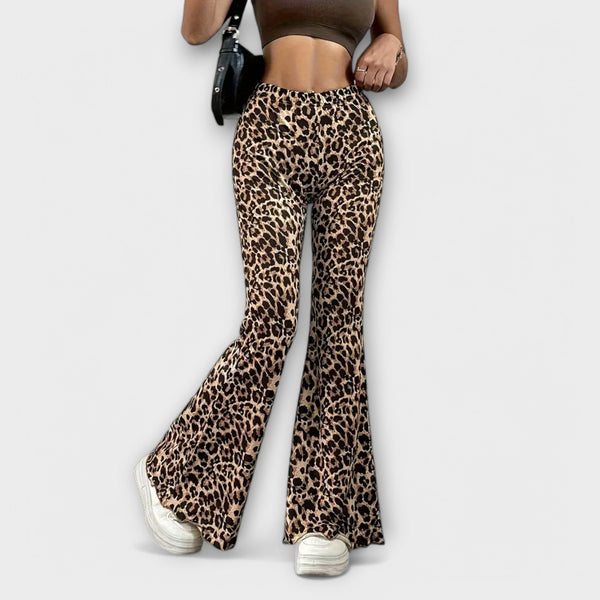 Berenice - Calças bootcut leopardo